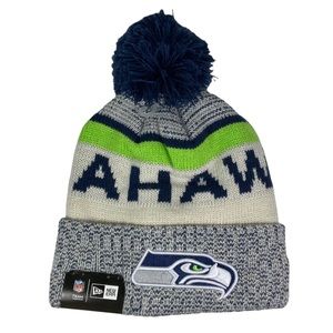 NFL New Era Seattle Seahawks Official Beanie Cuffed Pom Knit Winter Hat